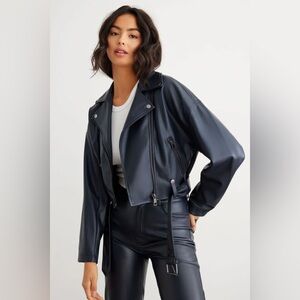 Dynamite 80s Faux Leather Biker Jacket